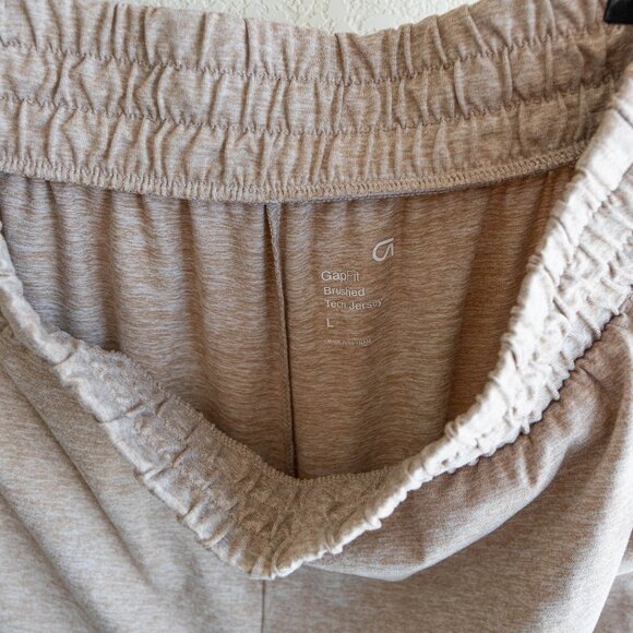 Gap Fit Pants Women SzL Heathered Tan Brush Tech Jersey Straight Leg Normcore - Picture 4 of 8